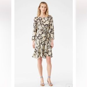 Gold Leaf Fleur Silk Riched Dress